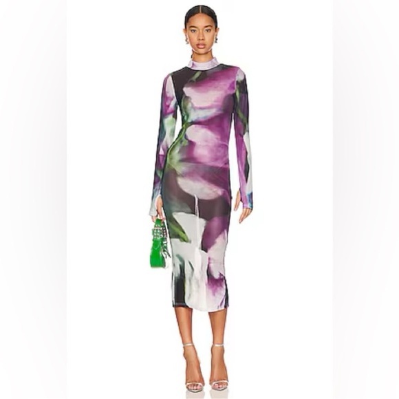 BY.DYLN Phoenix Midi Dress Mesh in Purple Sz XS - Picture 1 of 4